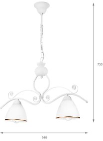 Lustră pe lanț RETRO 2xE27/60W/230V alb mat