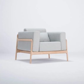 Fotoliu din lemn de stejar Gazzda Fawn, albastru - gri