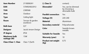 Mini Plafoniera exterior design nordic IP54 Aludra seaside maro