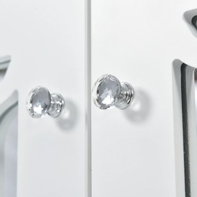 Comodă Albă cu Oglindă și Mânere de Cristal, Alb | Aosom Romania