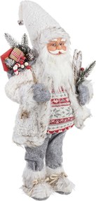 Figurina Mos Craciun alb gri rosu 25 cm x 13 cm x 46h