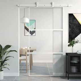 vidaXL Ușă glisantă, alb, 102,5x205 cm, sticlă securizată/aluminiu
