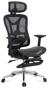 Scaun ergonomic de birou negru din mesh cu suport pentru picioare și tetieră ajustabilă SYYT 9519