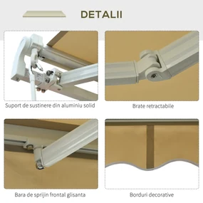 Outsunny copertina pentru soare, cu manivela, 295 x 250 cm | AOSOM RO