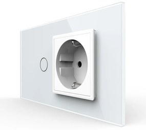 Intrerupator Simplu + Priza LIVOLO cu Rama Din Sticla, Standard Italian, 4M