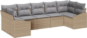 vidaXL Set de canapea cu pernă 7 pcs Bej poliratan