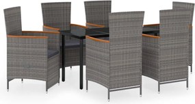 vidaXL Set de mobilier pentru grădină, cu perne, 7 piese, gri