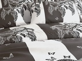 Set lenjerie cocolino TIRSO alb-gri + cearsaf Cocolino microplus cu elastic SOFT 180x200 cm alb, pat dublu