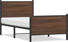 vidaXL Cadru pat metalic fără saltea, stejar maro, 75x190 cm
