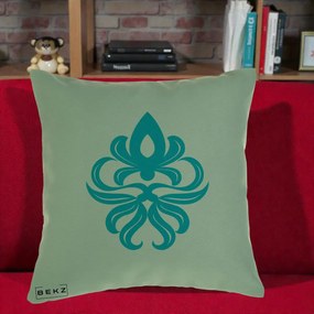 Perna Decorativa Ornament Turcoaz Fleur de Lis, 40x40 cm, Verde, Husa Detasabila, Perna Inclusa, BEKZ®