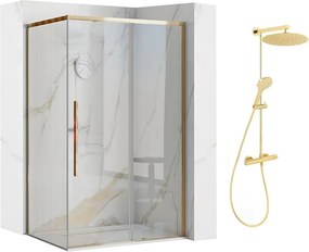 Pachet cabina de dus Rea Solar auriu 90x120 cm si coloana de dus FDesign Anima auriu