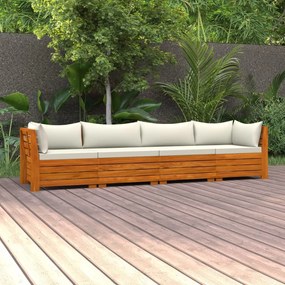 3087289 vidaXL Canapea de grădină cu 4 locuri, cu perne, lemn masiv de acacia