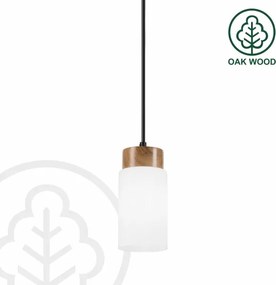 Lustră suspendată MARKUS pe cablu 1xE27/15W/230V negru/stejar