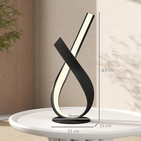 HOMCOM Lampă de masă design contemporan - lampă de masă design în spirală - dim. 21L x 15l x 43H cm - aluminiu negru LED alb cald | Aosom Romania