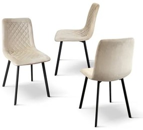 PAZZO DESIGN Set de 4 scaune Arianna bej din catifea și picioare metalice | Aosom Romania