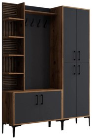 Cuier cu pantofar Casamob Hall Stand, Nuc, 150 x 200 x 35 cm