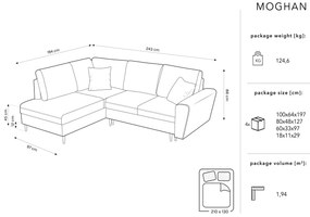 Coltar extensibil stanga 5 locuri, Moghan, Micadoni Home, GL, 243x194x88 cm, catifea, albastru regal