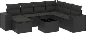 vidaXL Set mobilier de grădină cu perne, 8 piese, negru, poliratan