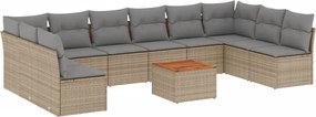 vidaXL Set canapele de grădină cu perne, 11 piese, bej, poliratan