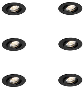 Set de 6 spoturi încastrate negre, înclinabile, 6,5 cm, cu LED inclus, IP54, ultra-subțiri - Pupil