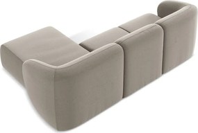 Colțar maro deschis cu tapițerie din catifea (cu colț pe partea dreaptă/cu șezlong) Lani – Makamii