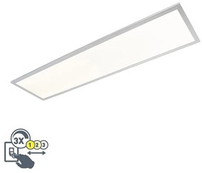 Plafonieră elegantă dreptunghiulară cromată cu LED inclus IP44 - Flat