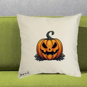 Perna Decorativa Halloween Jack-o'-Lantern Infricosator, 40x40 cm, Ecru, Husa Detasabila, Perna Inclusa, BEKZ®