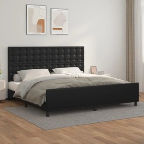 3125591 vidaXL Cadru de pat cu tăblie, negru, 200x200 cm, piele ecologică