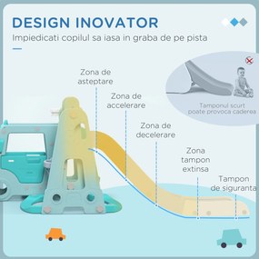 Set de jocuri pentru copii 6 în 1 cu tobogan, leagăn, cerc și mașină cu volan, pentru copii 18-48 de luni, albastru AIYAPLAY | Aosom RO