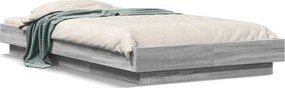 vidaXL Cadru de pat, gri sonoma, 90x200 cm, lemn prelucrat