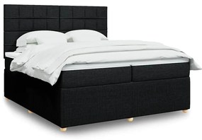vidaXL Pat box spring cu saltea, negru, 200x200 cm, textil