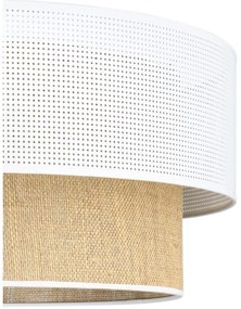 Lustră suspendată pe cablu BORHO, 1xE27/60W/230V, diametru 50 cm, alb/iută
