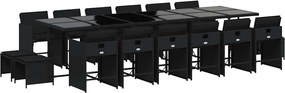vidaXL Set mobilier de grădină cu perne, 17 piese, negru, poliratan