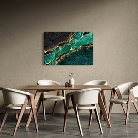 Tablou - Marmorat, petrol-auriu (90x60 cm)