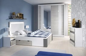 Helios Set Dormitor, 5 piese, pat, dulap, comoda, noptiere