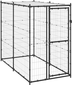 vidaXL Padoc pentru câini de exterior cu acoperiș 110x220x180 cm oțel