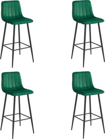 Scaun de bar POZZA VELVET cu picioare negre, verde inchis
