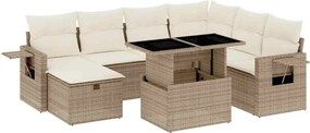 vidaXL Set canapele de grădină, 8 piese, cu perne, bej, poliratan