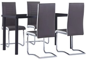 3053012 vidaXL Set mobilier de bucătărie, 5 piese, gri, piele ecologică