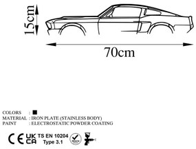 Decorațiune de perete 70x15 cm metal mașină
