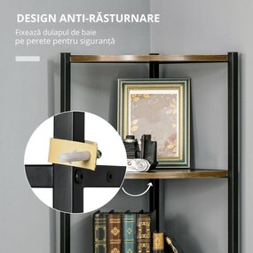 HOMCOM Rafturi de Depozitare cu 6 Niveluri pentru Sufragerie, Dormitor, Bucătărie, 34x34x166 cm, Maro | Aosom Romania