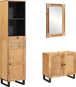 vidaXL Seturi de baie cu sertar 3 pcs natural Lemn de mango solid