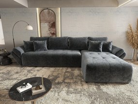 Colțar extensibil dumonde cu ladă de depozitare si sezut confortabil din spuma high-density, Berlin XL Euphoria Graphite 350x185 cm II