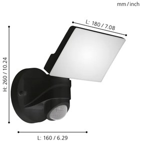 Eglo 98178 - Lampă exterior LED cu senzor PAGINO LED/15W/230V IP44