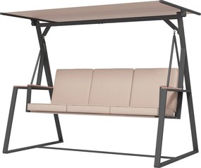 Outsunny Leagăn Hollywood Leagăn de grădină 3 locuri, cu copertină, rezistent la intemperii, Bej + Negru | Aosom Romania