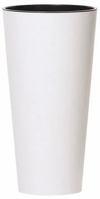 Ghiveci de flori TUBUS SLIM cu inserție 30 cm, albmat, 4HOME