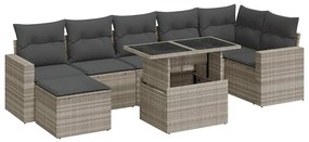 3326363 vidaXL Set mobilier de grădină cu perne, 8 piese gri deschis poliratan