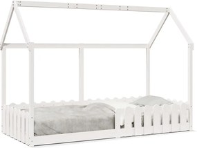 vidaXL Cadru pat tip casă pentru copii alb 90x200 cm lemn masiv de pin