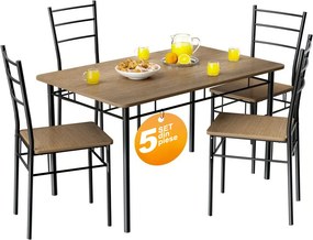 Set de masă LEO, 5 piese, negru/maro Casaria