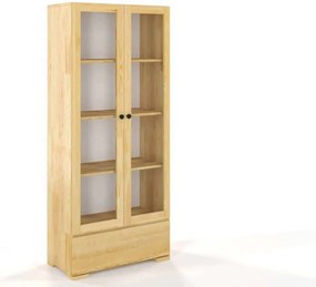 Vitrină lemn masiv TerraCraft Pin 1 Sertar, 80 × 38 × 182 cm - Natural